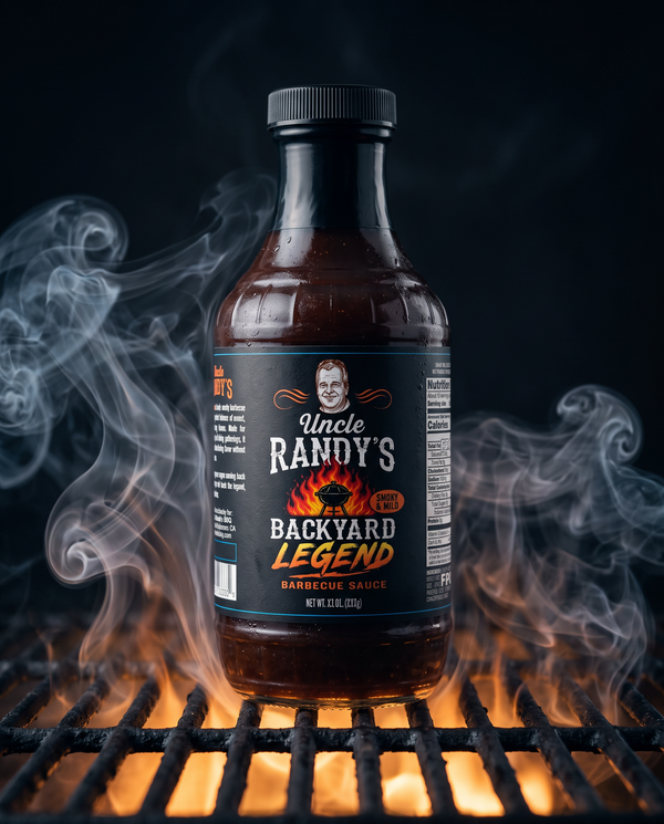 Uncle Randy's Backyard Legend bottle in hickory smoke